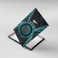 New Zealand Archery Canvas Wall Art Aotearoa Silver Fern Maori LT14 With Frame Turquoise - Polynesian Pride
