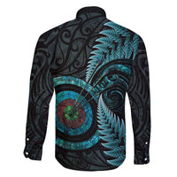 New Zealand Archery Family Matching Long Sleeve Bodycon Dress and Hawaiian Shirt Aotearoa Silver Fern Maori - Polynesian Pride