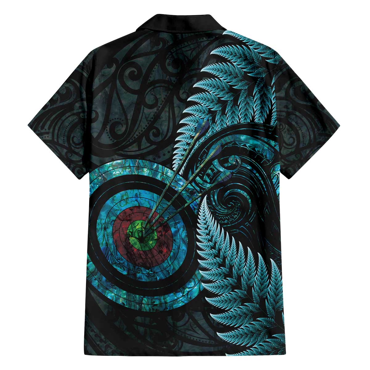 New Zealand Archery Family Matching Off The Shoulder Long Sleeve Dress and Hawaiian Shirt Aotearoa Silver Fern Maori - Polynesian Pride