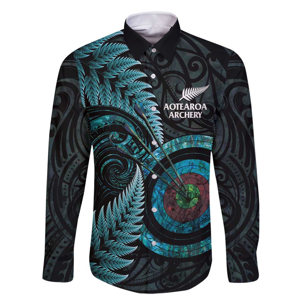New Zealand Archery Family Matching Off Shoulder Maxi Dress and Hawaiian Shirt Aotearoa Silver Fern Maori - Polynesian Pride