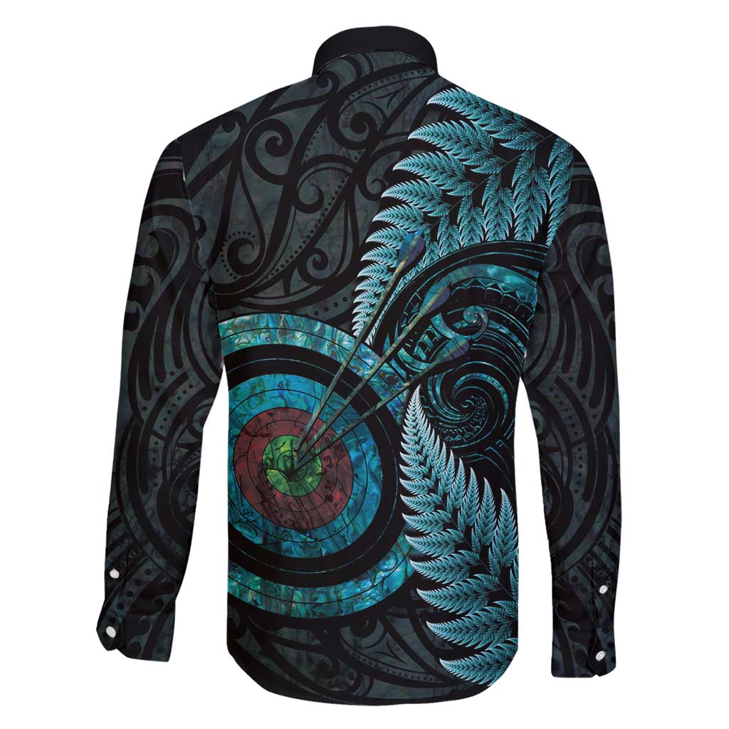 New Zealand Archery Family Matching Short Sleeve Bodycon Dress and Hawaiian Shirt Aotearoa Silver Fern Maori - Polynesian Pride
