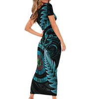 New Zealand Archery Family Matching Short Sleeve Bodycon Dress and Hawaiian Shirt Aotearoa Silver Fern Maori - Polynesian Pride