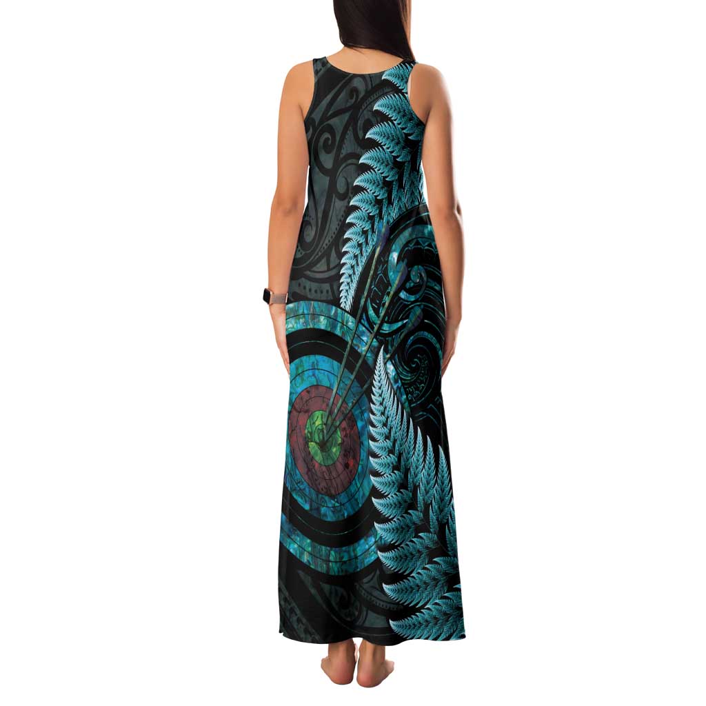 New Zealand Archery Family Matching Tank Maxi Dress and Hawaiian Shirt Aotearoa Silver Fern Maori - Polynesian Pride