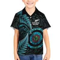 New Zealand Archery Family Matching Tank Maxi Dress and Hawaiian Shirt Aotearoa Silver Fern Maori - Polynesian Pride