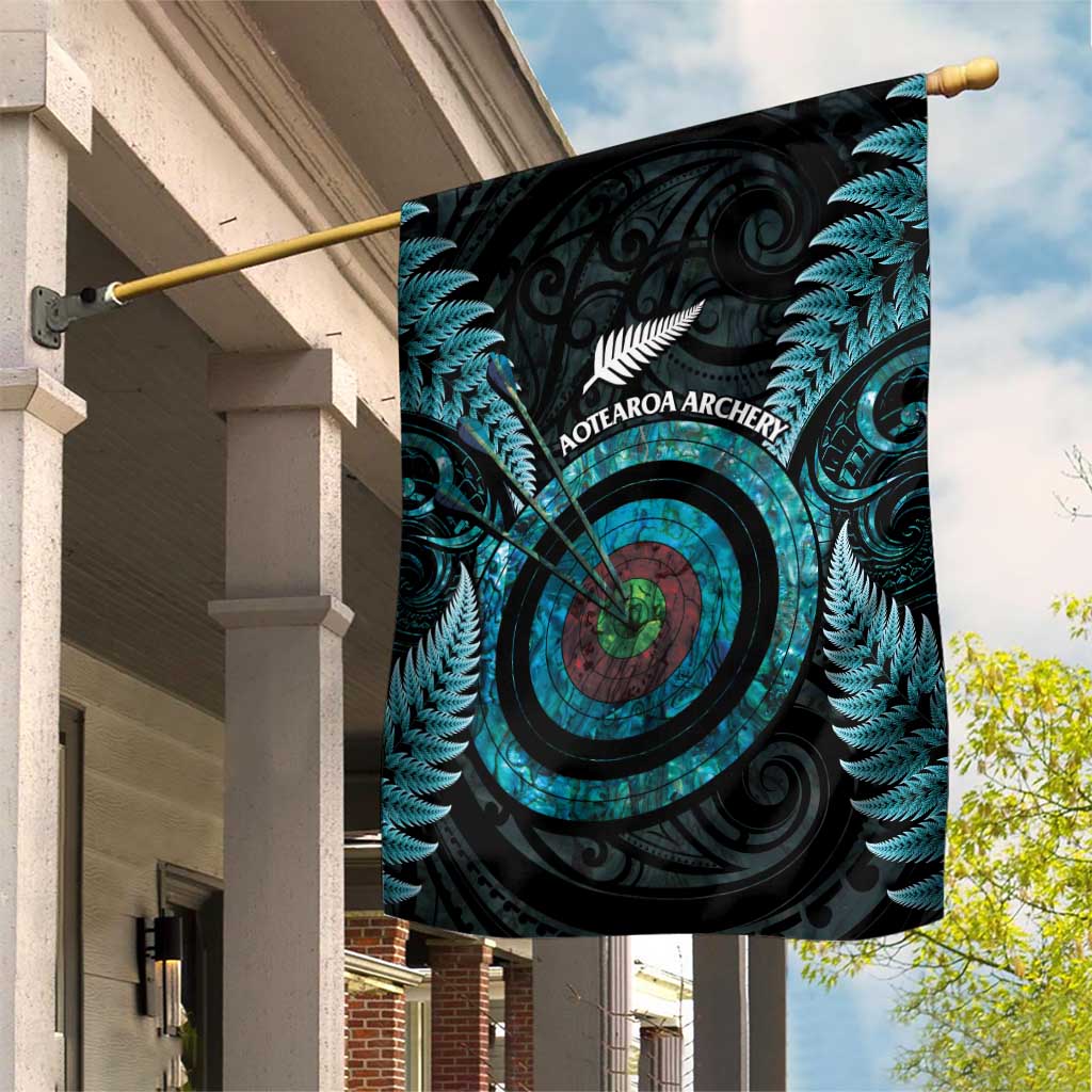 New Zealand Archery Garden Flag Aotearoa Silver Fern Maori - Polynesian Pride