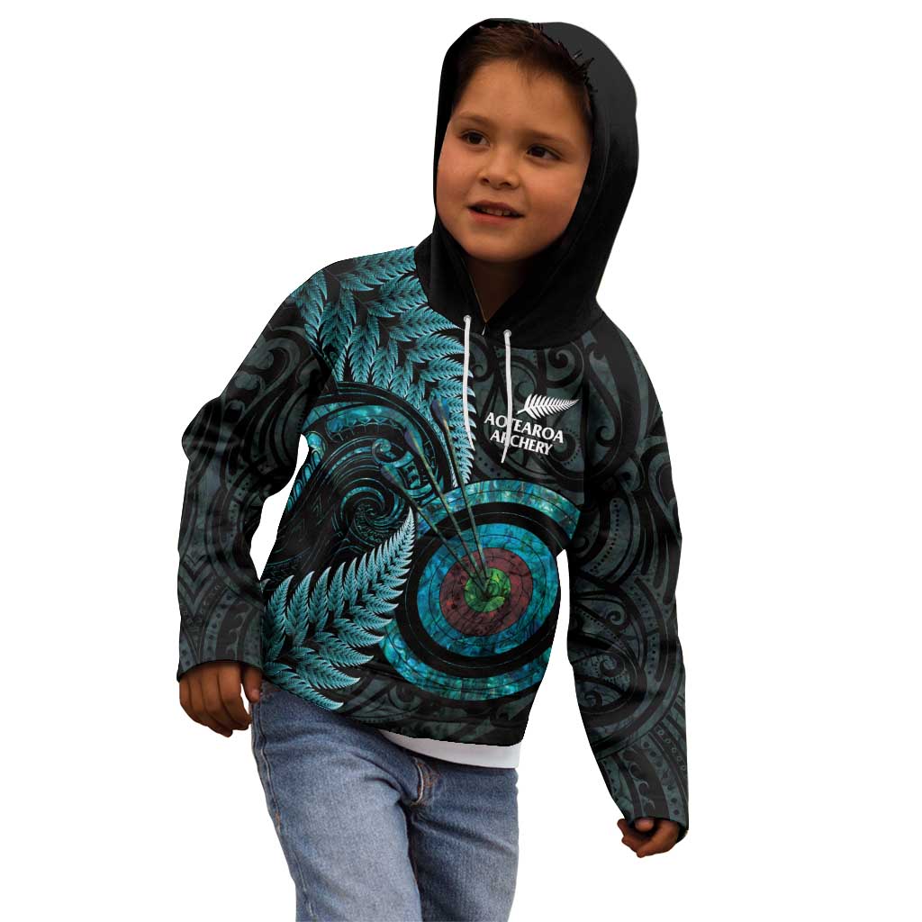 New Zealand Archery Kid Hoodie Aotearoa Silver Fern Maori - Polynesian Pride
