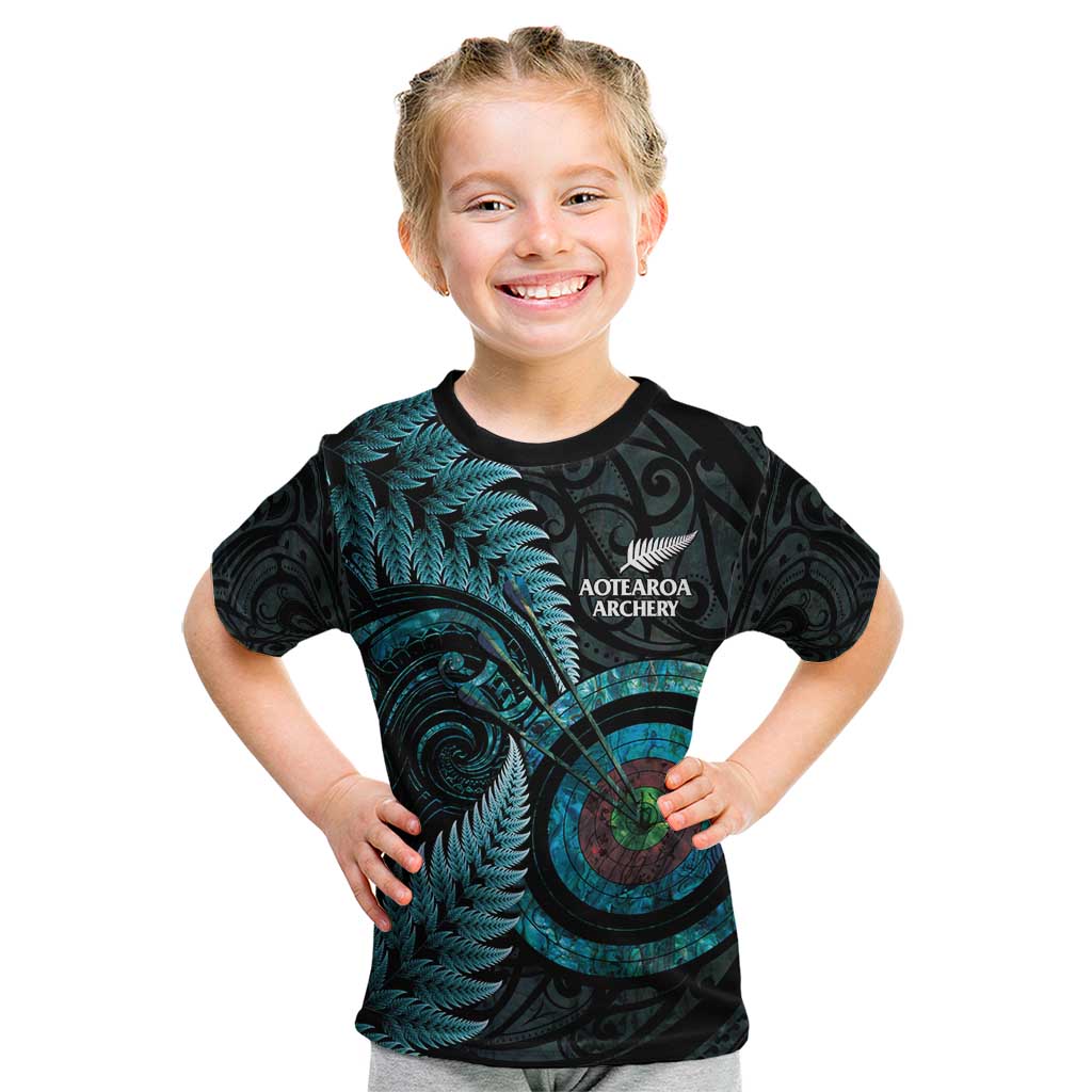 New Zealand Archery Kid T Shirt Aotearoa Silver Fern Maori - Polynesian Pride
