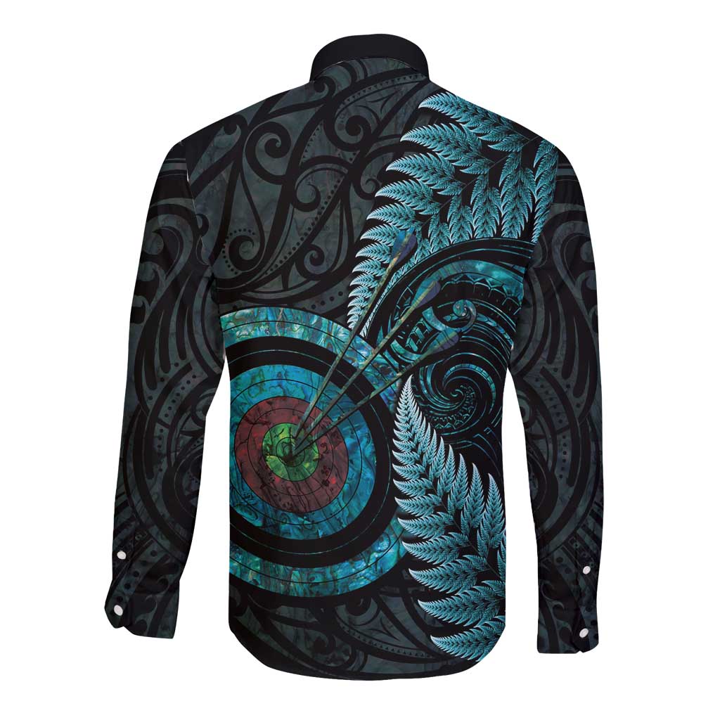 New Zealand Archery Long Sleeve Button Shirt Aotearoa Silver Fern Maori LT14 - Polynesian Pride