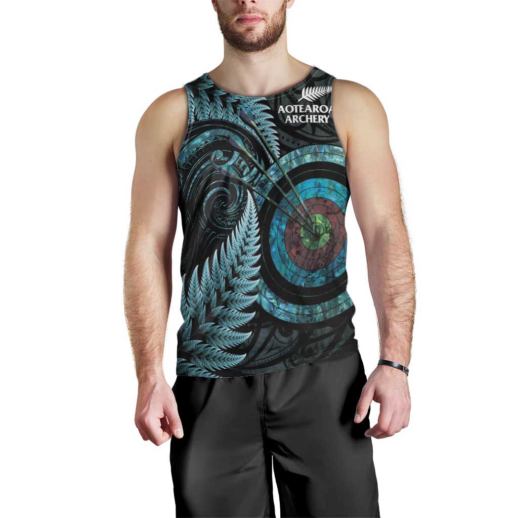 New Zealand Archery Men Tank Top Aotearoa Silver Fern Maori LT14 - Polynesian Pride