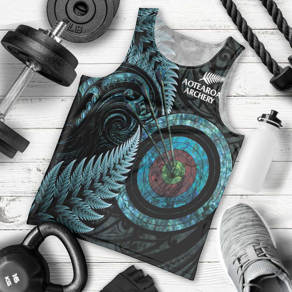 New Zealand Archery Men Tank Top Aotearoa Silver Fern Maori LT14 - Polynesian Pride