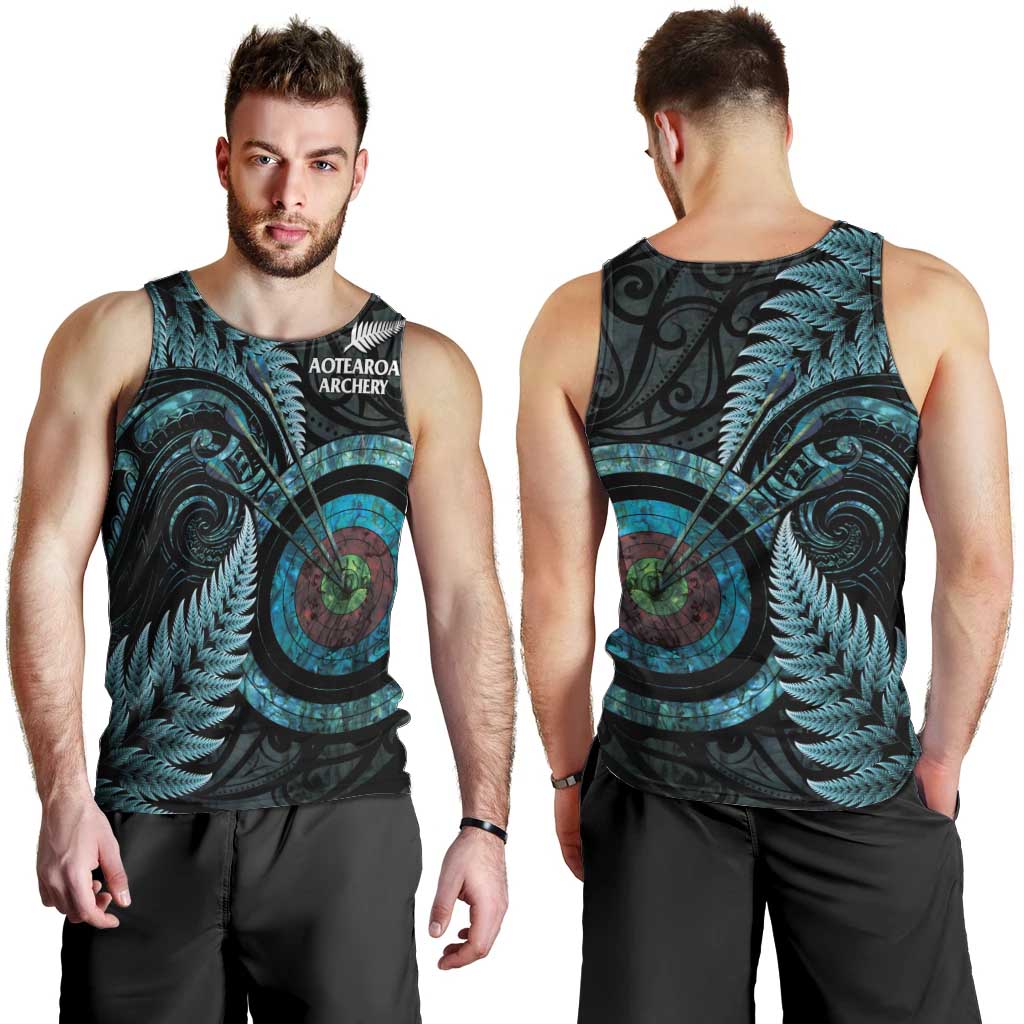 New Zealand Archery Men Tank Top Aotearoa Silver Fern Maori LT14 - Polynesian Pride