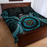 New Zealand Archery Quilt Bed Set Aotearoa Silver Fern Maori - Polynesian Pride
