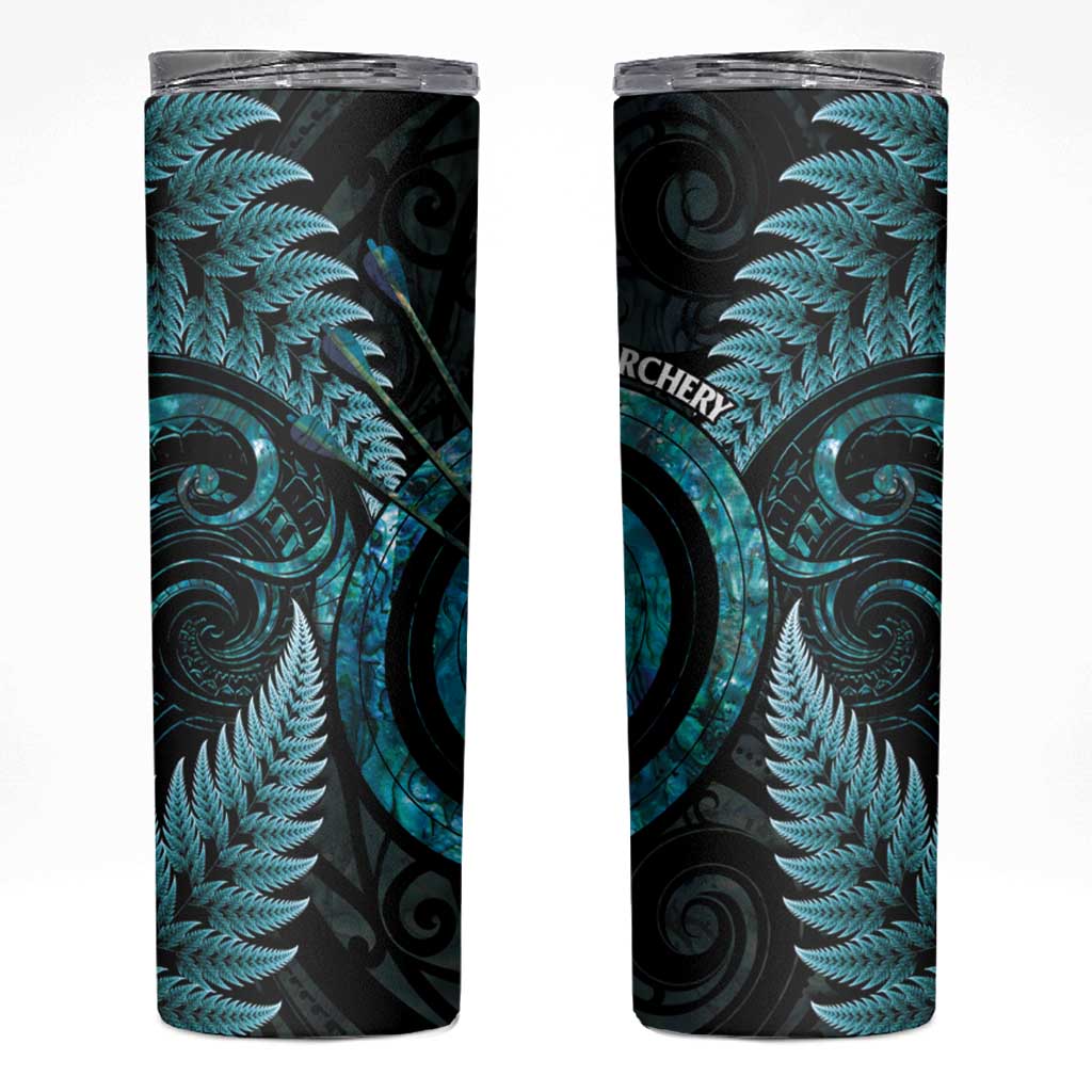 New Zealand Archery Skinny Tumbler Aotearoa Silver Fern Maori - Polynesian Pride