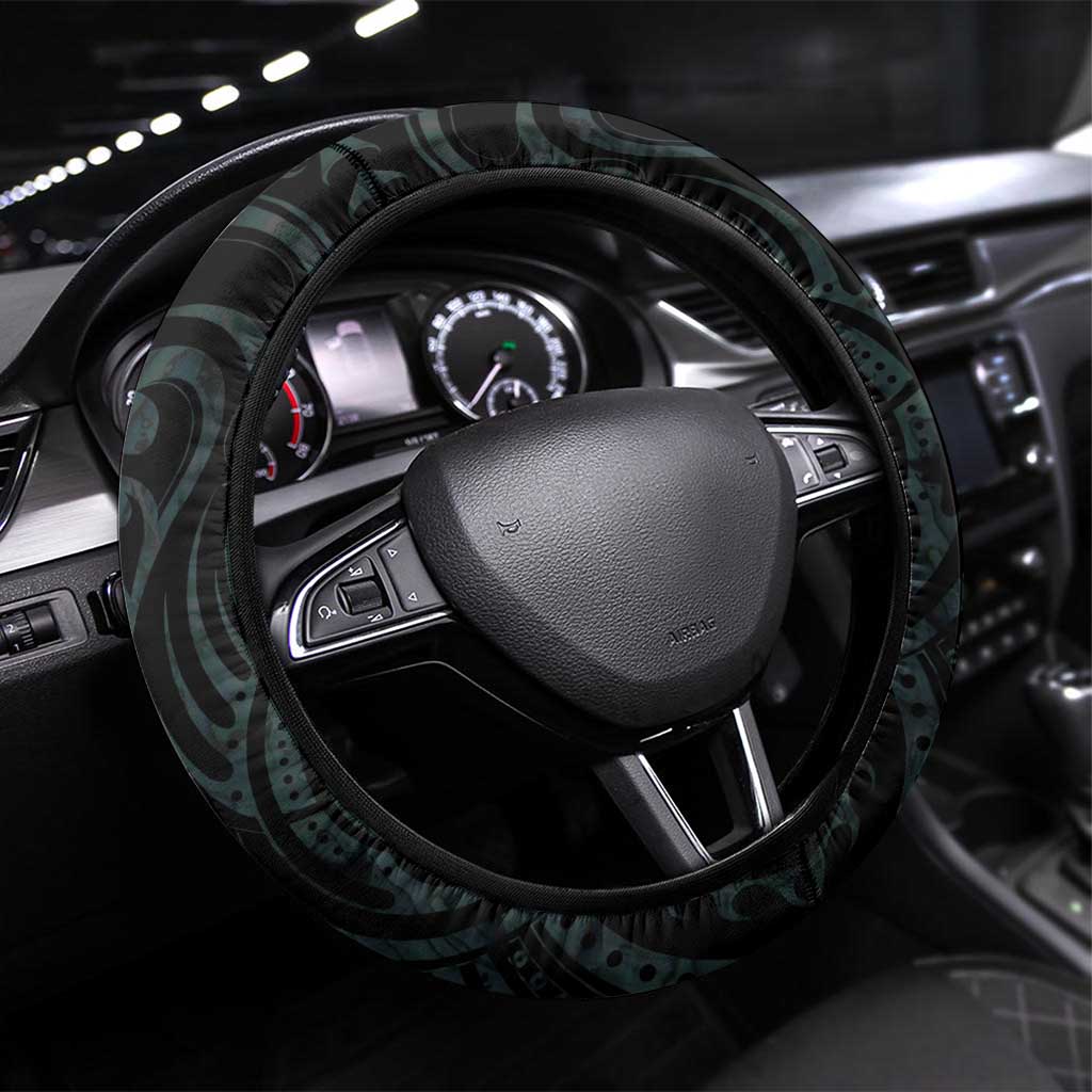 New Zealand Archery Steering Wheel Cover Aotearoa Silver Fern Maori LT14 Universal Fit Turquoise - Polynesian Pride