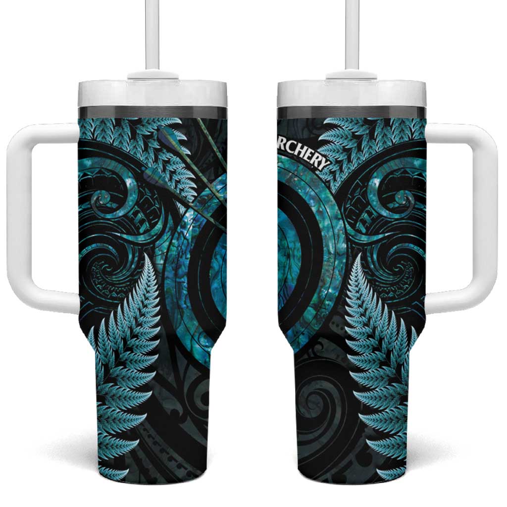 New Zealand Archery Tumbler With Handle Aotearoa Silver Fern Maori - Polynesian Pride