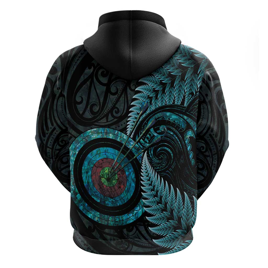 New Zealand Archery Zip Hoodie Aotearoa Silver Fern Maori LT14 - Polynesian Pride