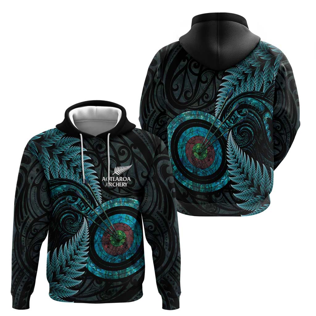 New Zealand Archery Zip Hoodie Aotearoa Silver Fern Maori LT14 - Polynesian Pride