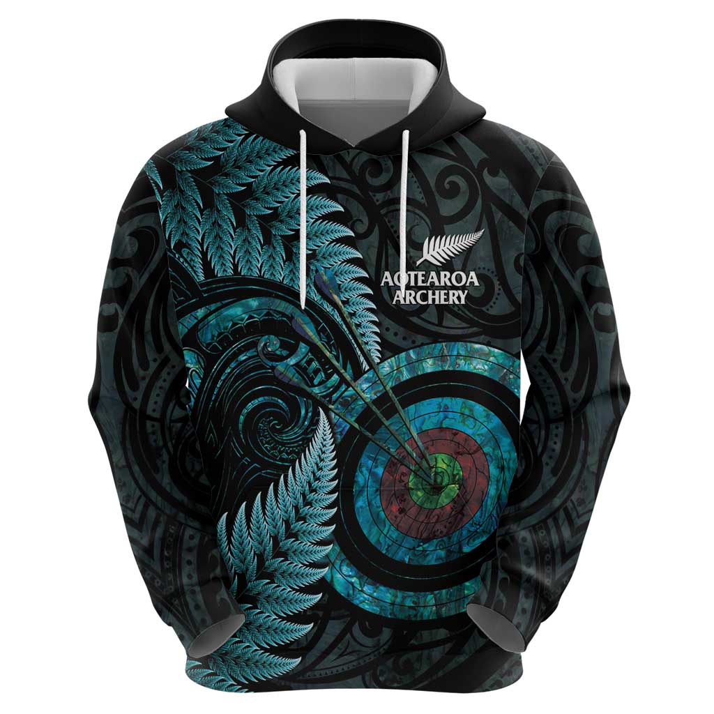 New Zealand Archery Zip Hoodie Aotearoa Silver Fern Maori LT14 - Polynesian Pride