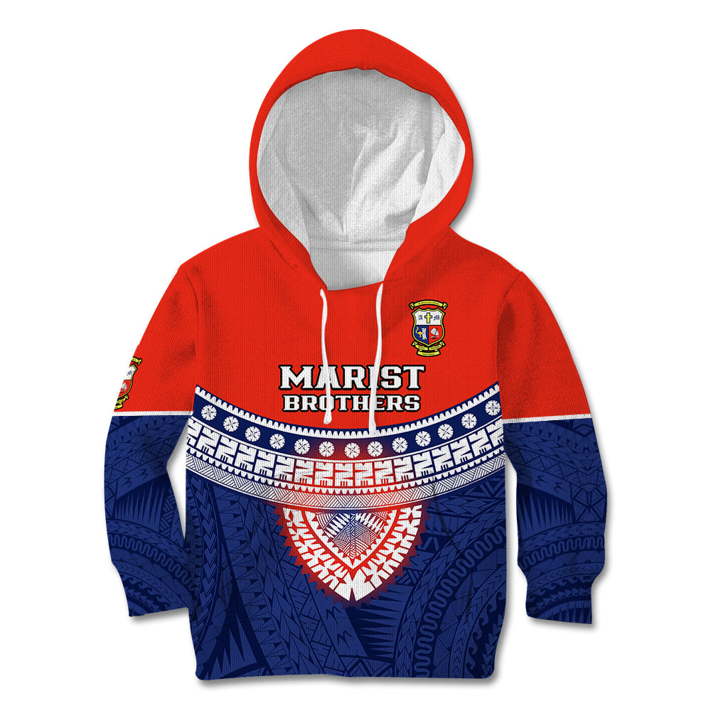 Fiji School Kid Hoodie Marist Brothers Fijian Tapa Pattern LT14 Blue - Polynesian Pride