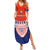 Fiji School Summer Maxi Dress Marist Brothers Fijian Tapa Pattern LT14 Women Blue - Polynesian Pride