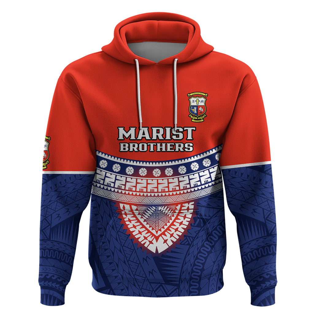 Custom Fiji School Hoodie Marist Brothers Fijian Tapa Pattern LT14 Pullover Hoodie Blue - Polynesian Pride