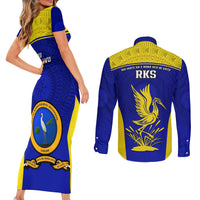 Fiji School Couples Matching Short Sleeve Bodycon Dress and Long Sleeve Button Shirts Ratu Kadavulevu Heron With Fijian Tapa LT14 - Polynesian Pride