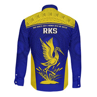 Fiji School Long Sleeve Button Shirt Ratu Kadavulevu Heron With Fijian Tapa LT14 - Polynesian Pride
