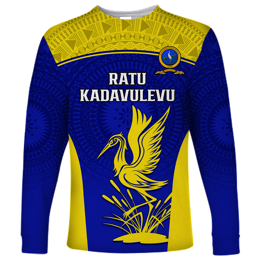 Fiji School Long Sleeve Shirt Ratu Kadavulevu Heron With Fijian Tapa LT14 Unisex Gold - Polynesian Pride