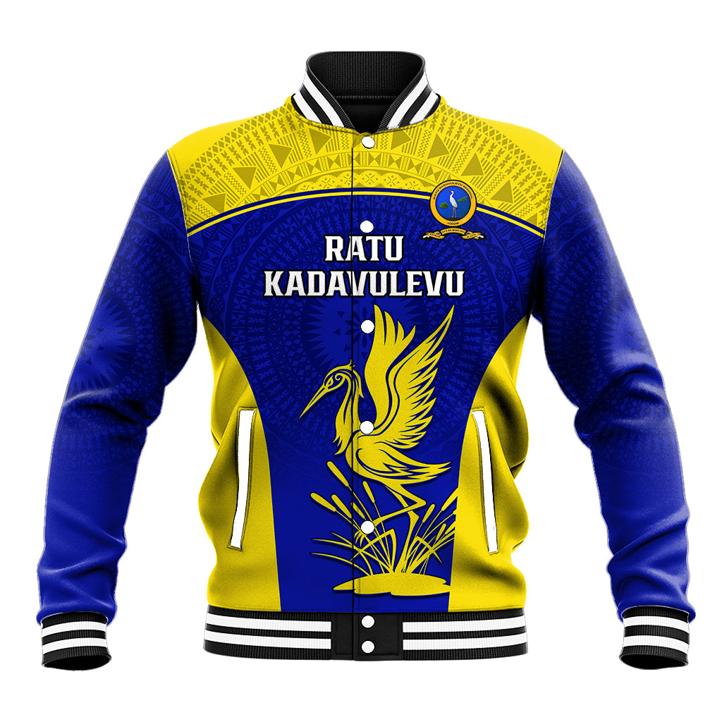 Custom Fiji School Baseball Jacket Ratu Kadavulevu Heron With Fijian Tapa LT14 Unisex Gold - Polynesian Pride