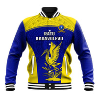 Custom Fiji School Baseball Jacket Ratu Kadavulevu Heron With Fijian Tapa LT14 Unisex Gold - Polynesian Pride