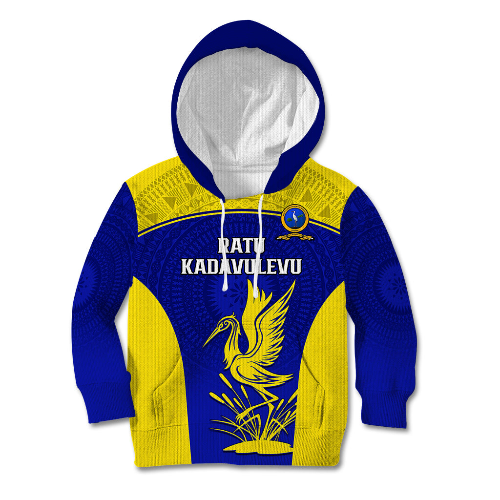 Custom Fiji School Kid Hoodie Ratu Kadavulevu Heron With Fijian Tapa LT14 Gold - Polynesian Pride