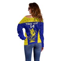 Custom Fiji School Off Shoulder Sweater Ratu Kadavulevu Heron With Fijian Tapa LT14 - Polynesian Pride