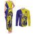 Fiji School Couples Matching Tank Maxi Dress and Long Sleeve Button Shirts Suva Grammar Lions With Fijian Tapa LT14 Gold - Polynesian Pride