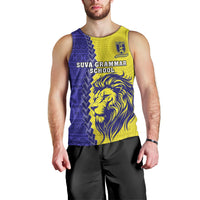 Fiji School Men Tank Top Suva Grammar Lions With Fijian Tapa LT14 - Polynesian Pride