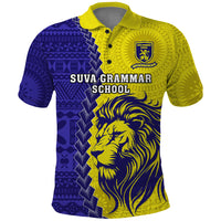 Fiji School Polo Shirt Suva Grammar Lions With Fijian Tapa LT14 Gold - Polynesian Pride