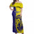 Custom Fiji School Off Shoulder Maxi Dress Suva Grammar Lions With Fijian Tapa LT14 Women Gold - Polynesian Pride