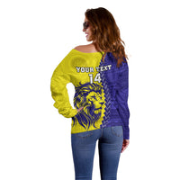 Custom Fiji School Off Shoulder Sweater Suva Grammar Lions With Fijian Tapa LT14 - Polynesian Pride