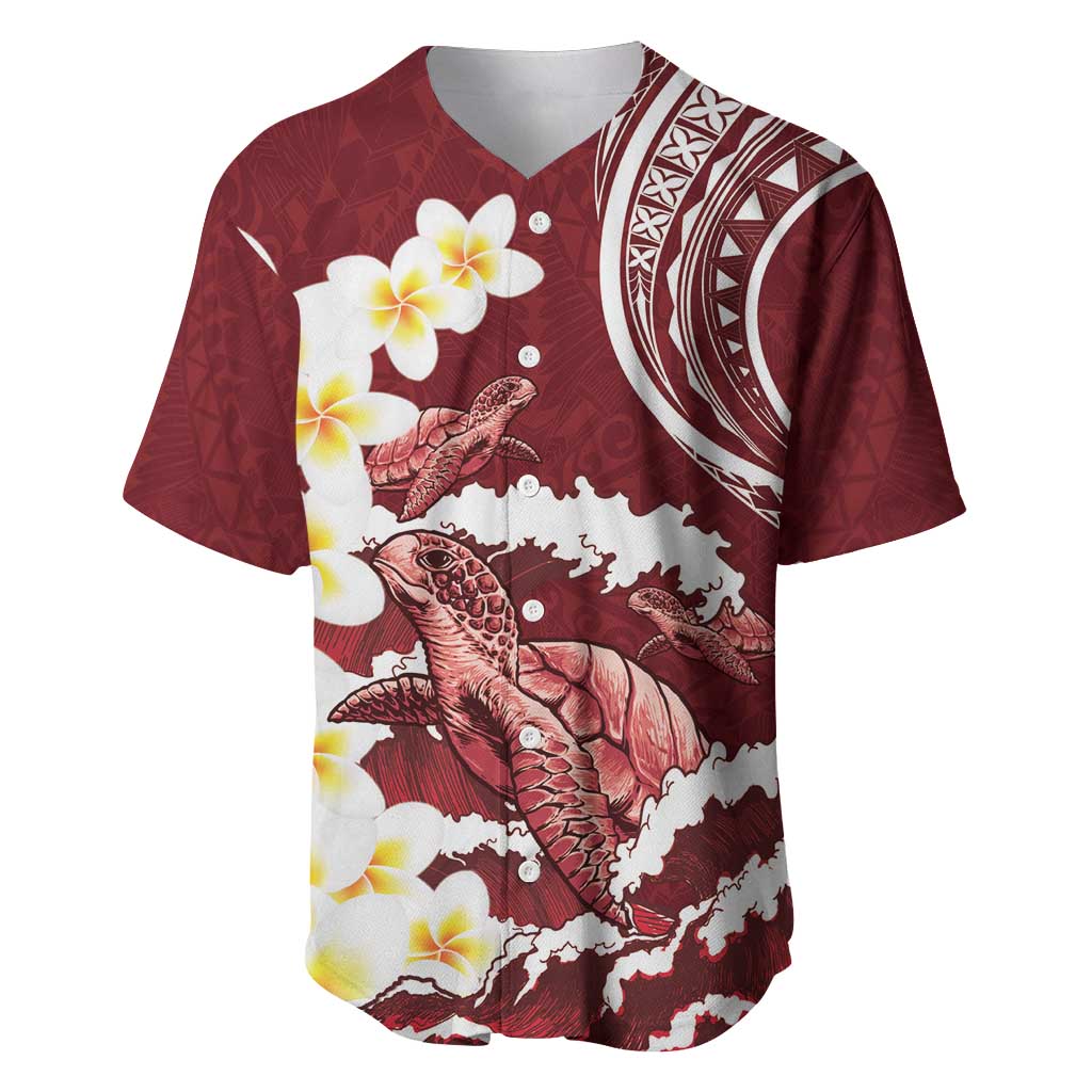 Blood Gold Polynesia Baseball Jersey Polynesian Frangipani With Sea Turtles