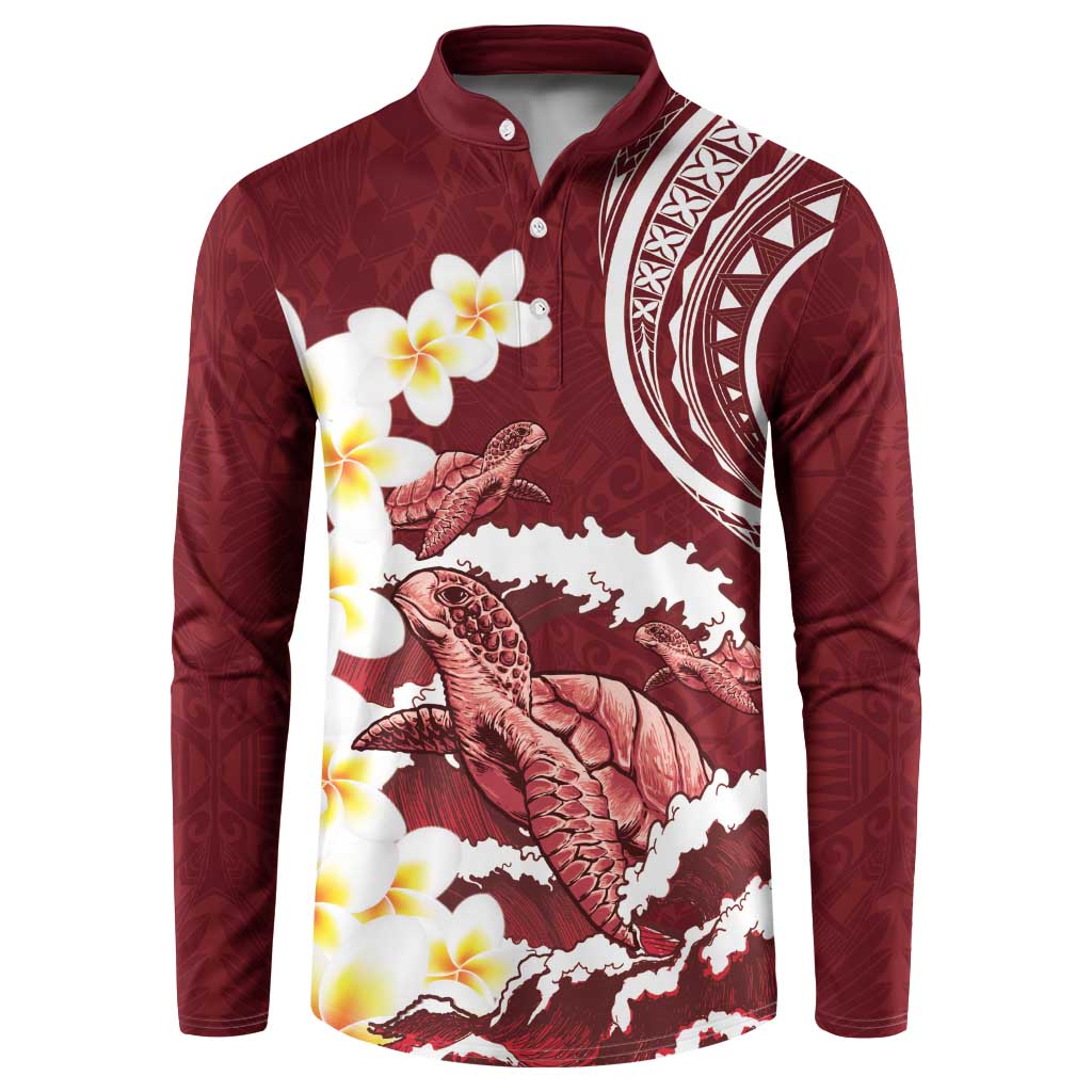 Blood Gold Polynesia Button Sweatshirt Polynesian Frangipani With Sea Turtles