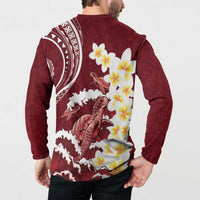Blood Gold Polynesia Button Sweatshirt Polynesian Frangipani With Sea Turtles