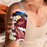 Blood Gold Polynesia 4 in 1 Can Cooler Tumbler Polynesian Frangipani With Sea Turtles