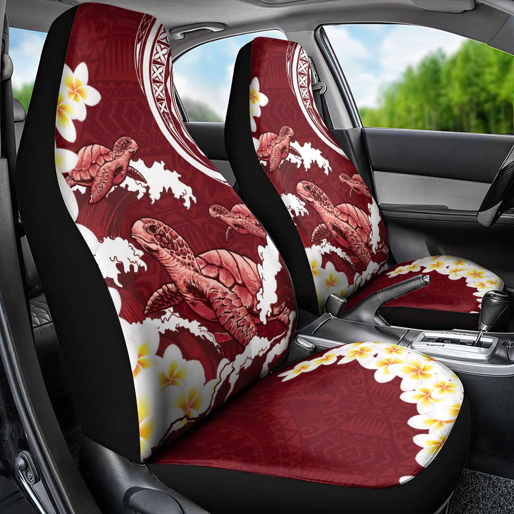 Blood Gold Polynesia Car Seat Cover Polynesian Frangipani With Sea Turtles