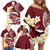 Blood Gold Polynesia Family Matching Off Shoulder Short Dress and Hawaiian Shirt Polynesian Frangipani With Sea Turtles