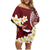 Blood Gold Polynesia Family Matching Off Shoulder Short Dress and Hawaiian Shirt Polynesian Frangipani With Sea Turtles