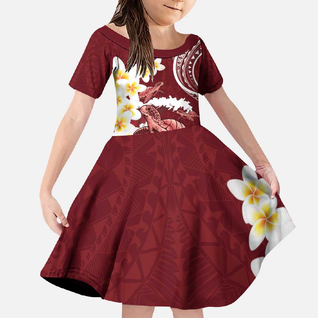 Blood Gold Polynesia Family Matching Tank Maxi Dress and Hawaiian Shirt Polynesian Frangipani With Sea Turtles