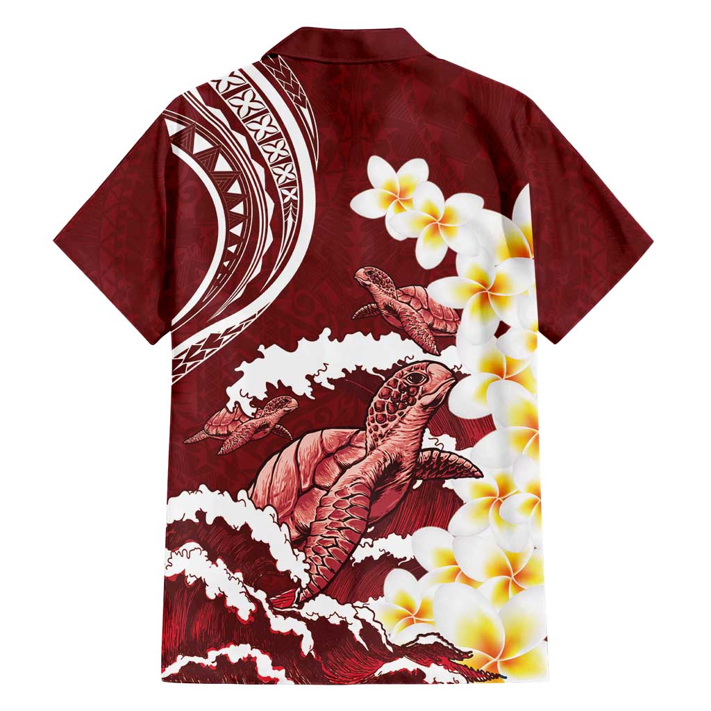 Blood Gold Polynesia Family Matching Tank Maxi Dress and Hawaiian Shirt Polynesian Frangipani With Sea Turtles