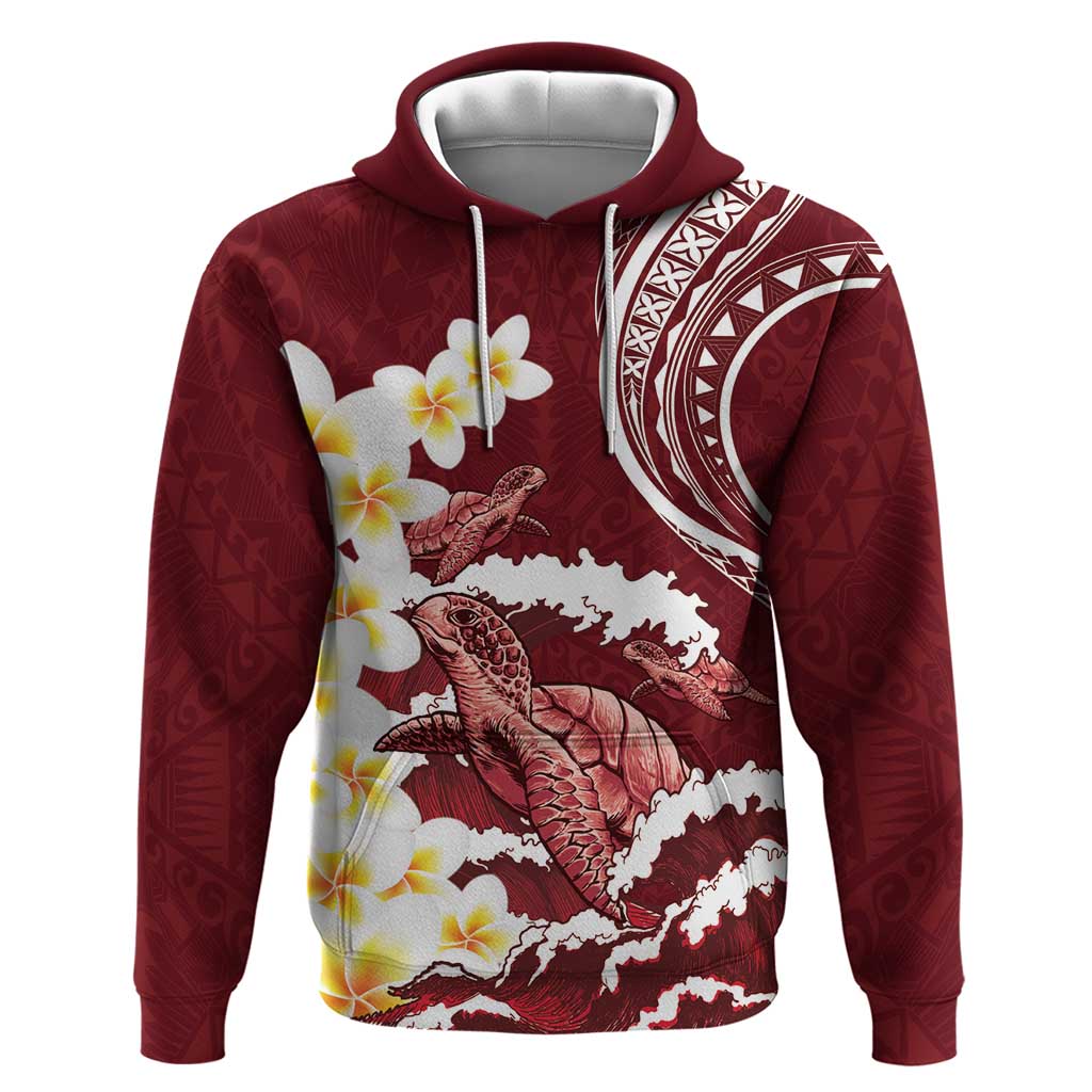 Blood Gold Polynesia Hoodie Polynesian Frangipani With Sea Turtles