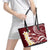 Blood Gold Polynesia Leather Tote Bag Polynesian Frangipani With Sea Turtles