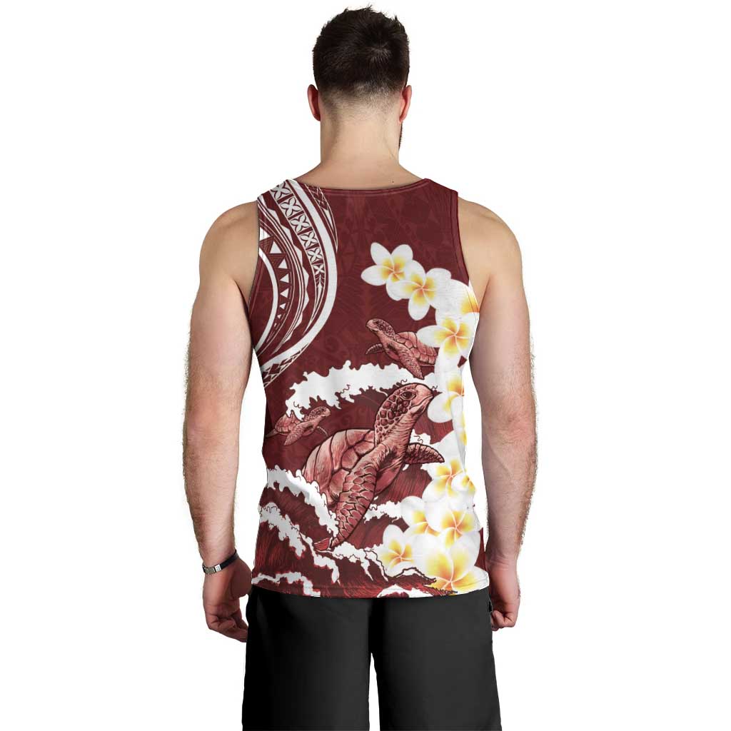Blood Gold Polynesia Men Tank Top Polynesian Frangipani With Sea Turtles