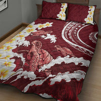 Blood Gold Polynesia Quilt Bed Set Polynesian Frangipani With Sea Turtles
